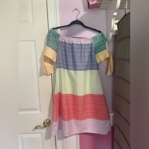 Multicolored sundress off the shoulder